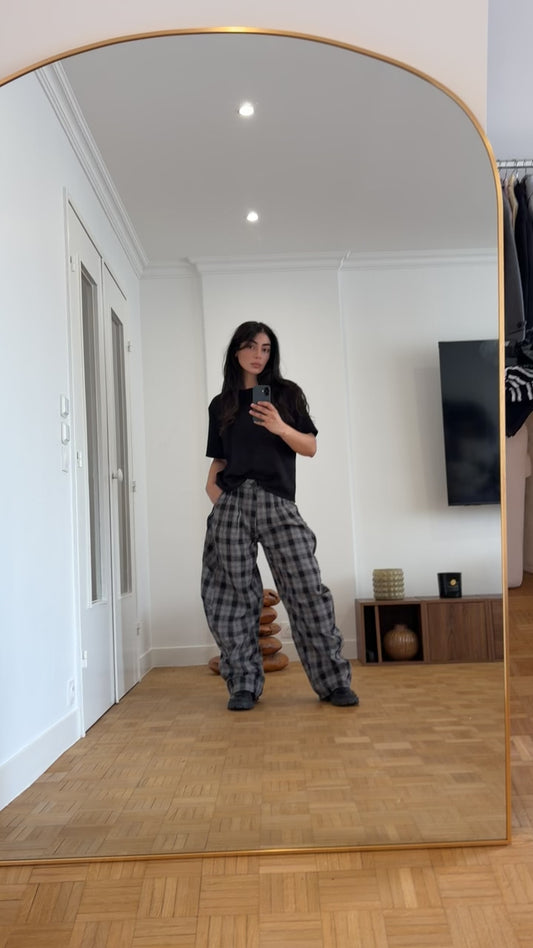 Pantalon barrel à carreaux